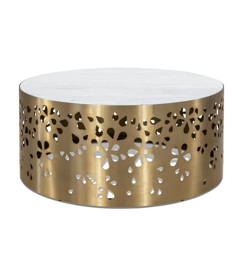 Nora - Cocktail Table - Brushed Gold / White