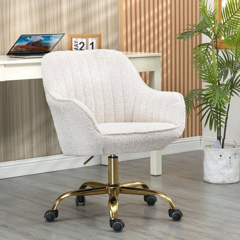 Swivel Chair With High Back, Adjustable Working Chair With Golden Base