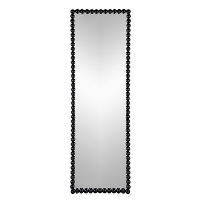 Full Length Mirror With Metal Beaded Frame, Rectangular Oversized Mirror For Living Room Bedroom - Black