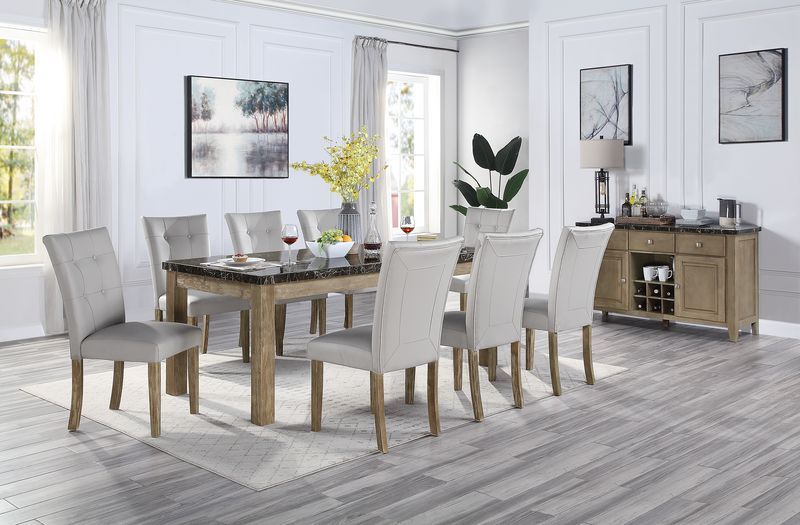 Charnell - Dining Table - Marble & Oak Finish - Grand Furniture GA