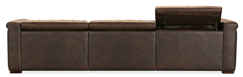 Savion - Deux 3 Seat Sofa With Two Power Recliners And Three Power Headrests - Dark Brown