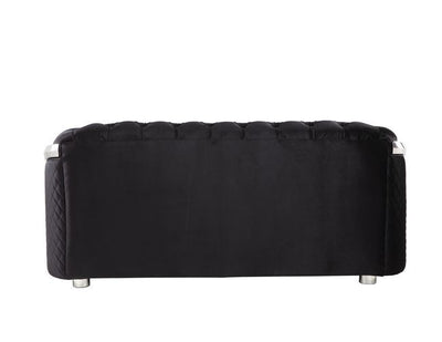 Pyroden - Loveseat - Black Velvet & Chrome Finish - Grand Furniture GA