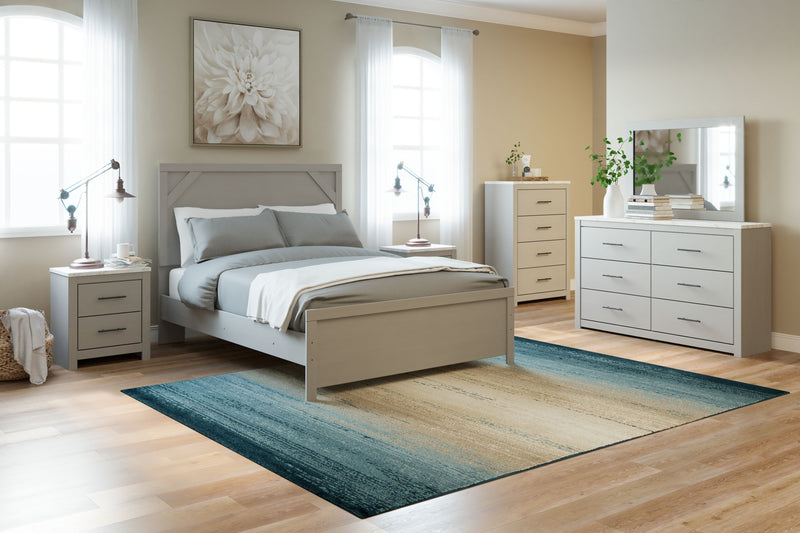 Cottonburg - Light Gray / White - Queen Panel Hdbd/Ftbd