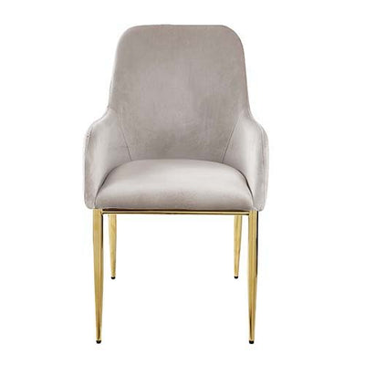 Barnard - Side Chair (Set of 2) - Gray Velvet & Mirrored Gold Finish - Grand Furniture GA