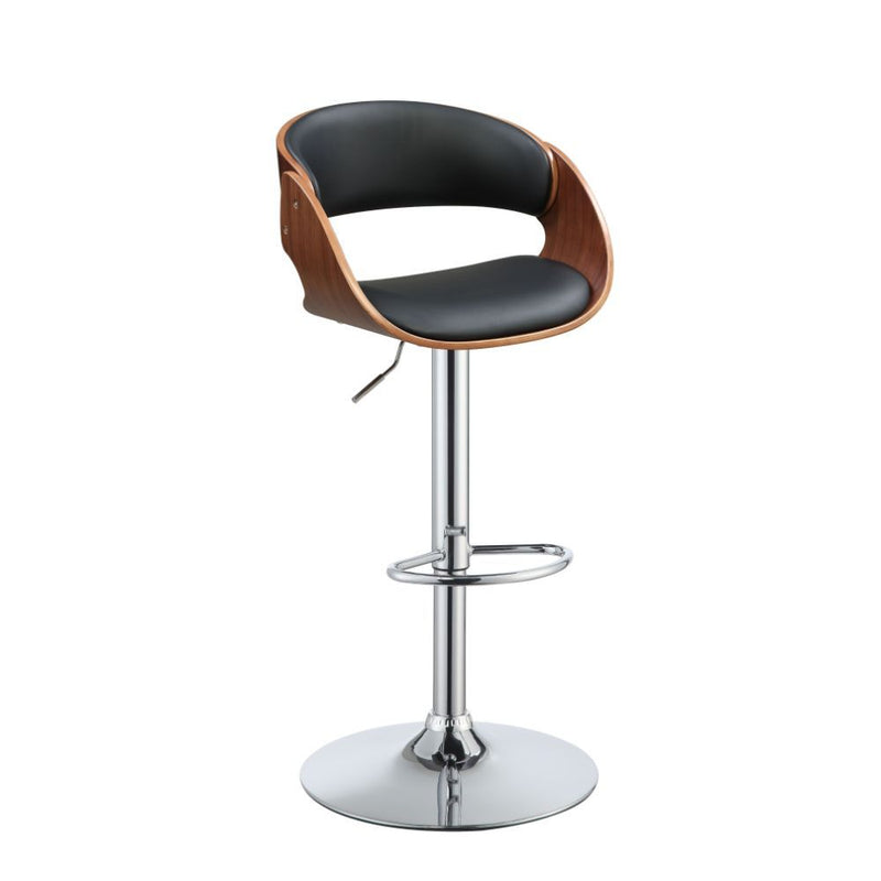 Camila - Stool - Black PU & Walnut - 44" - Grand Furniture GA