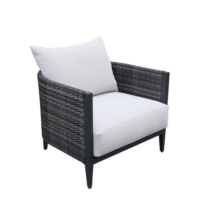 Premium Outdoor Wicker Gabardine Club Chair With Cushion (Set of 2) - White / Dark Gray