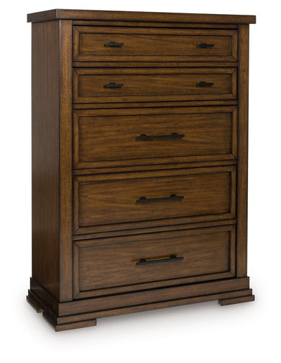 Taffenbrook - Medium Brown - Five Drawer Chest