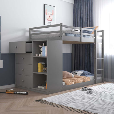 Gaston - Twin Over Twin Bunk Bed - Gray Finish - Grand Furniture GA