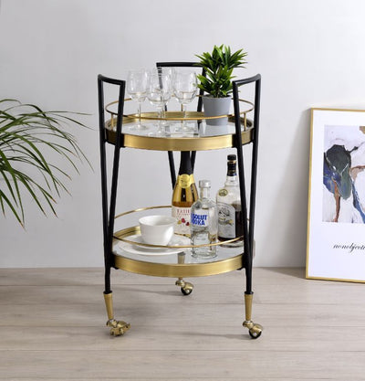 Vries - Serving Cart - Black & Gold Finish - Grand Furniture GA