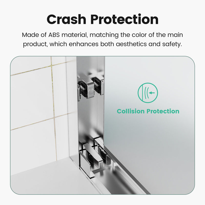 56" -60" W*58" H Semi-Frameless Double Sliding Tub Door, Bypass Bathtub Shower, 1 / 4" (6Mm) Thick SGCC Tempered Glass Door - Chrome