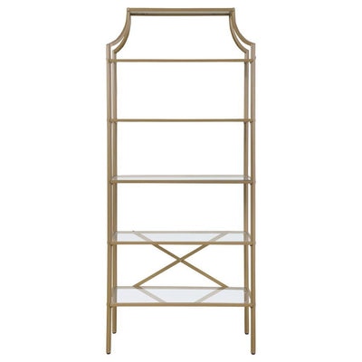 Serena - 5-Shelf Glass Bookshelf - Gold