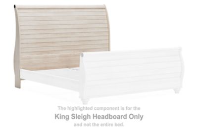 Willowton - Whitewash - King Sleigh Headboard with Faux Plank Design