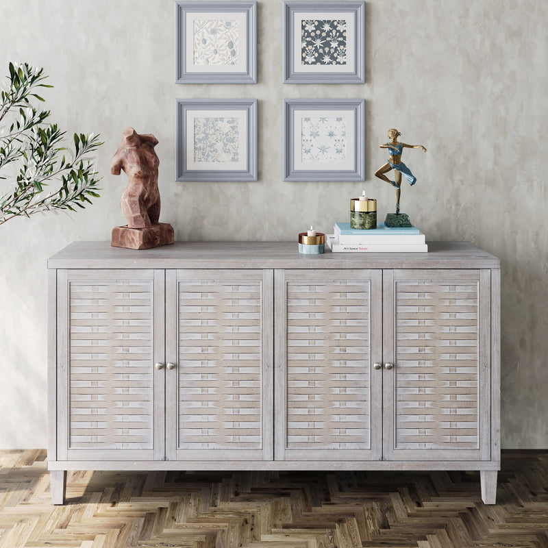 Accent Cabinet 4 Door Wooden Cabinet Sideboard Buffet Server Cabinet Storage Cabinet, For Living Room, Entryway, Hallway, Office, Kitchen And Dining Room - Natural Wood Wash