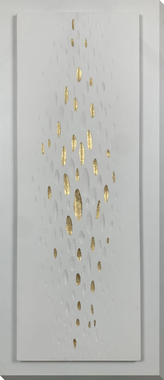 "Golden Drops" Hand-Painted Wrapped Canvas - Gray / Gold