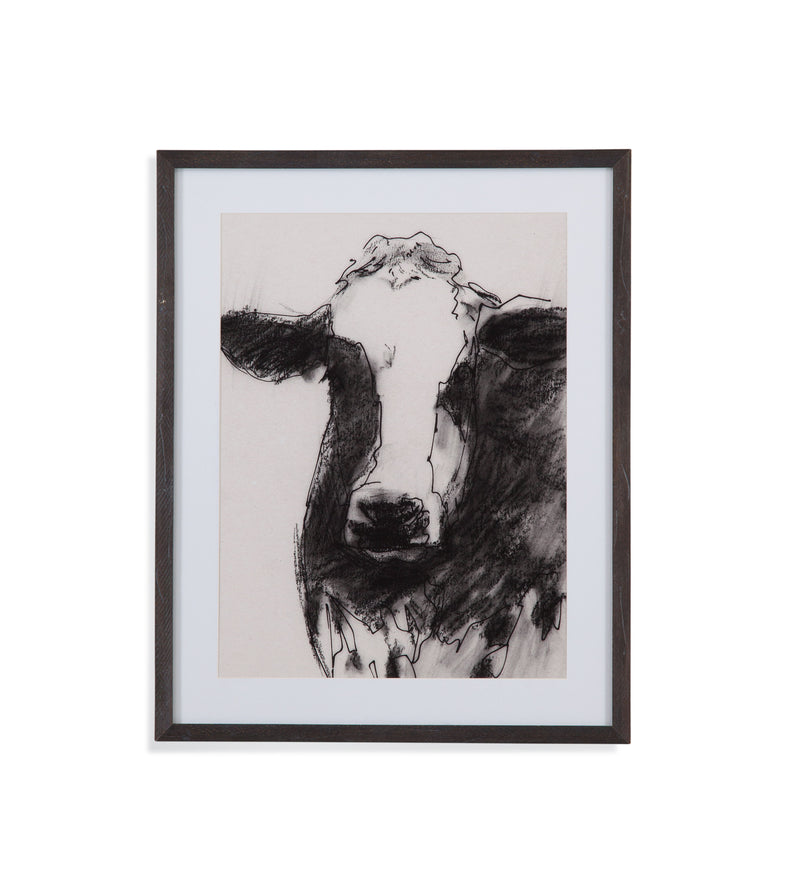 Cow Portrait Sketch II - Framed Print - Black