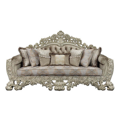 Sorina - Sofa - Velvet, Fabric & Antique Gold Finish - Grand Furniture GA