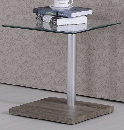 Haden - End Table - Dark Grain & Clear Glass - Grand Furniture GA