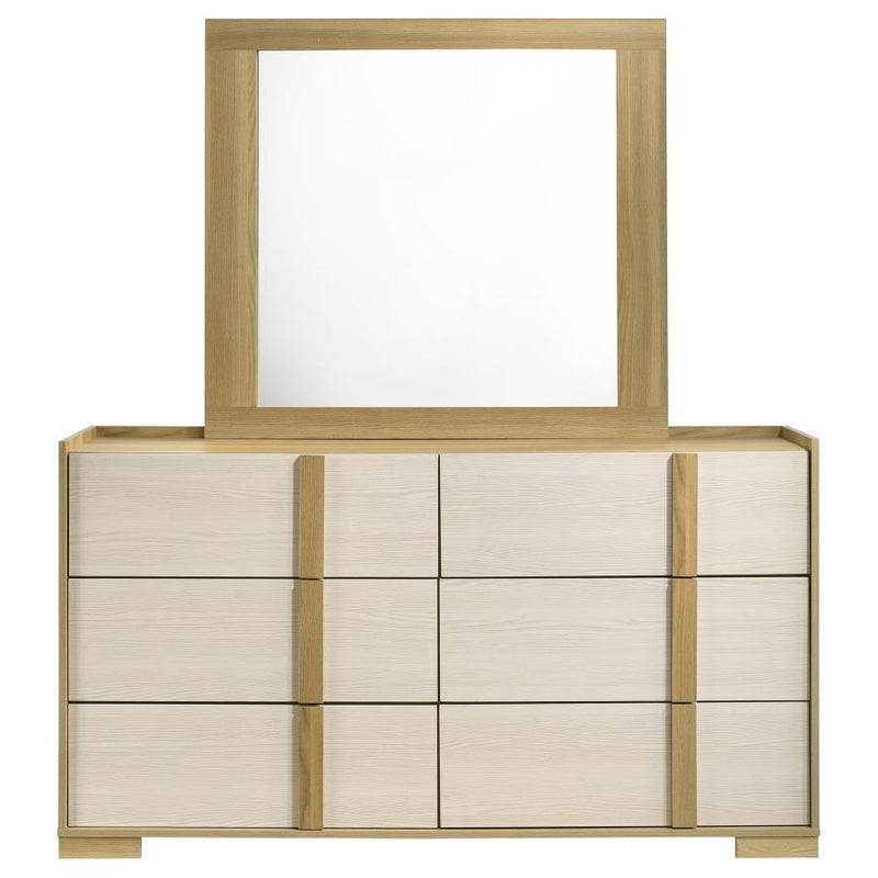 Hyland - 6 Drawers Dresser With Mirror - Natural