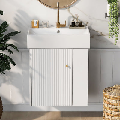 Modern Floating Bathroom Vanity With Ceramic Basin Perfect For Small Bathrooms