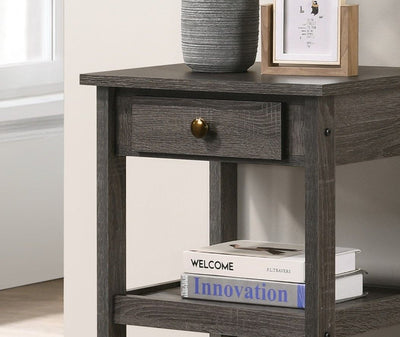 Arine - 18.5" Console Table With Drawer And Shelves - Gray