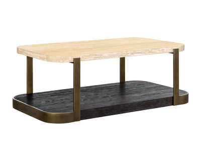 Avalon - Cocktail Table - Bronze Metal Frame With Travertine & Espresso