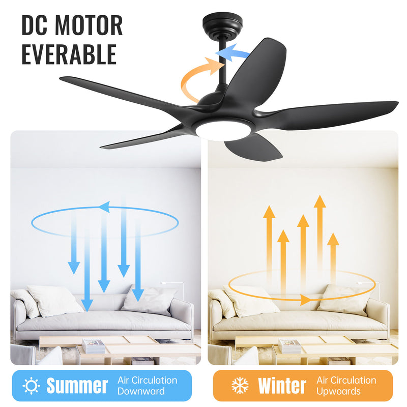 Indoor Ceiling Fan With 5 ABS Blades Remote Control Reversible Dc Motor For Living Room