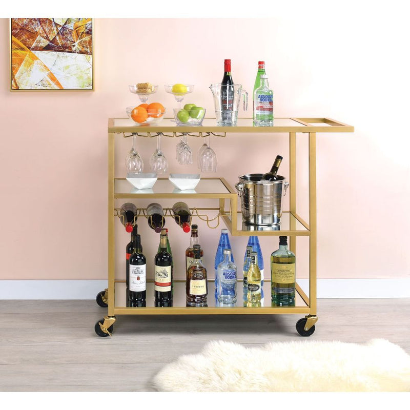 Adamsen - Serving Cart - Champagne & Mirror - Grand Furniture GA