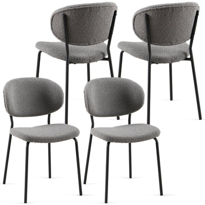 Boucle Dining Chairs, Dining Chairs With Metal Legs For Dining Room, Kitchen, Living Room