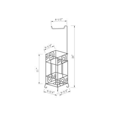 Metal Frame Toilet Paper Holder Stand, Bathroom Tissue Organizer - White