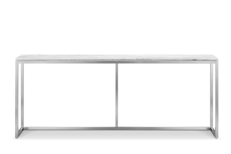 Esme - Rectangular Sofa Table - White Marble And Brushed Nickel