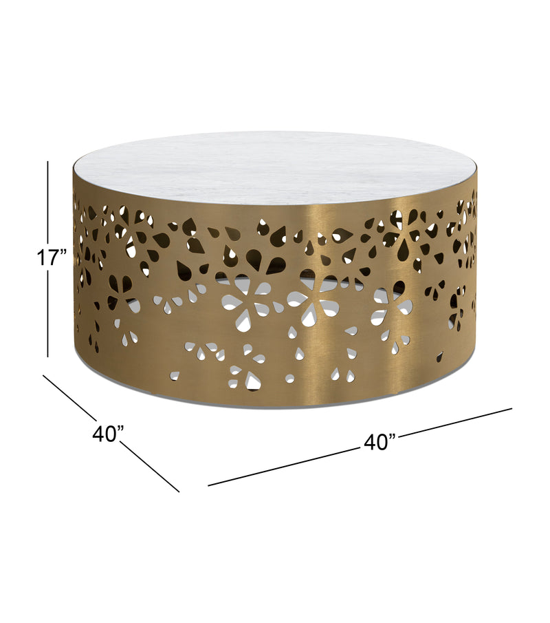 Nora - Cocktail Table - Brushed Gold / White