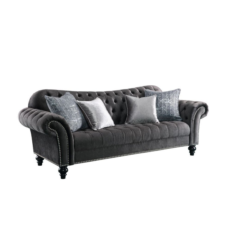 Gaura - Sofa - Dark Gray Velvet - Grand Furniture GA