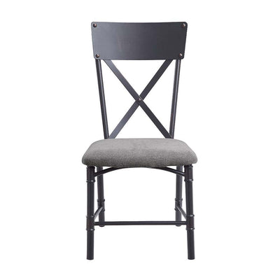 Edina - Side Chair (Set of 2) - Gray Fabric, Oak & Sandy Black Finish - Grand Furniture GA