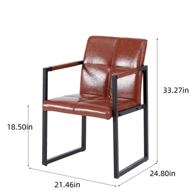 Modern European Style Dining Chair PU Leather Metal Pipe Dining Room Furniture Chair (Set of 2)