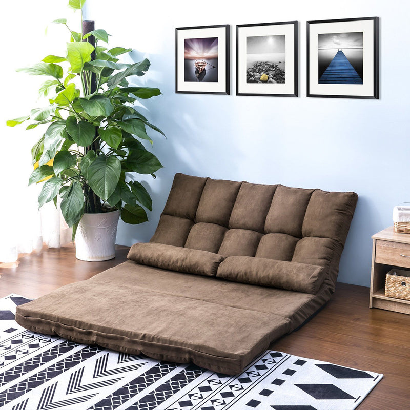 Double Chaise Lounge Sofa Floor Couch And Sofa With Two Pillows