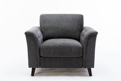 Stanton - Linen Chair With Tufted Arms - Dark Gray