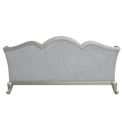 Qunsia - Sofa - Light Gray Linen & Champagne Finish - Grand Furniture GA