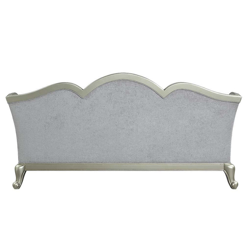 Qunsia - Sofa - Light Gray Linen & Champagne Finish - Grand Furniture GA