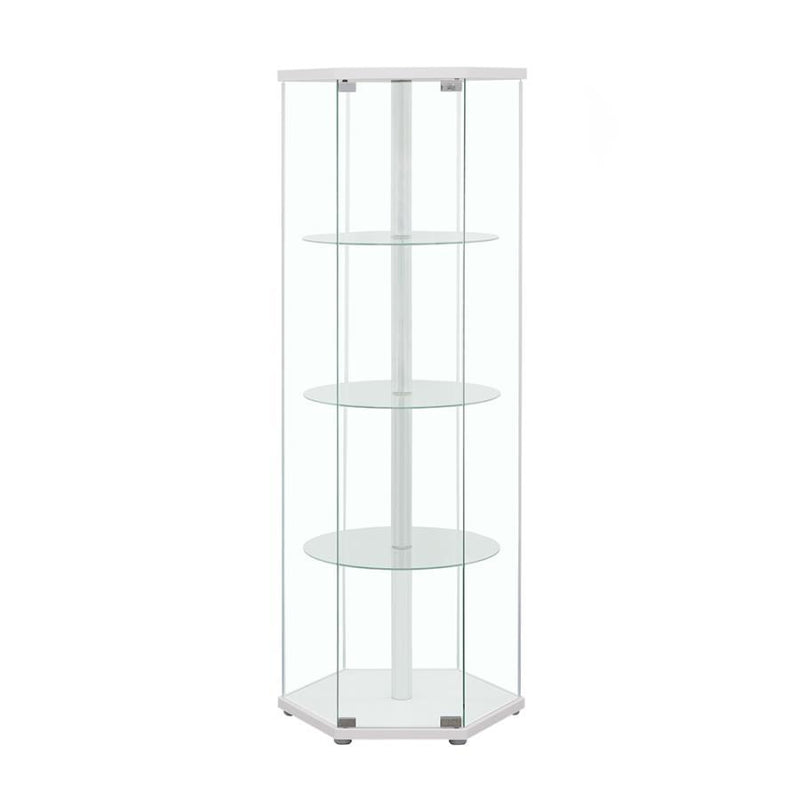 Zahavah - 4-Shelf Hexagonal Clear Glass Curio Cabinet