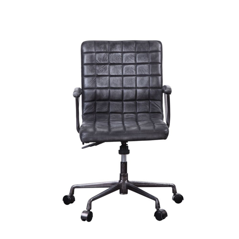 Barack - Executive Office Chair - Vintage Black Top Grain Leather & Aluminum - Grand Furniture GA