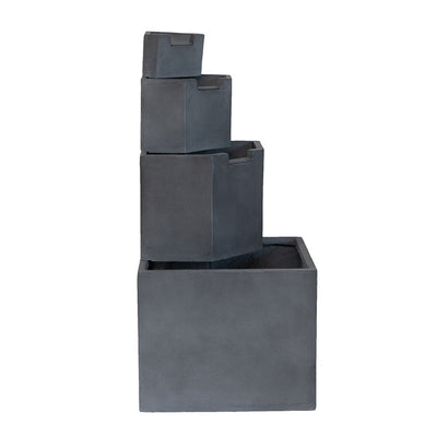 Cement 4 Tier Block Water Fountain Outdoor - Gray