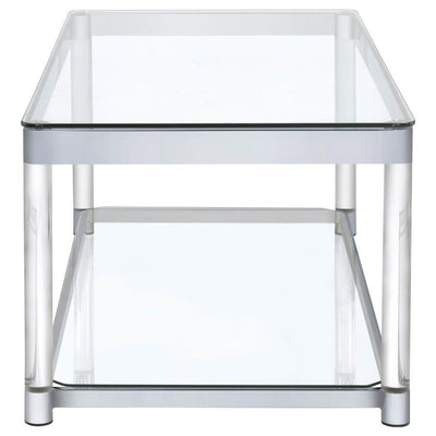 Anne - Rectangular Glass Top Acrylic Leg Coffee Table - Chrome