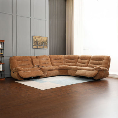 Emmy - Power Motion Sectional Sofa - Orange Chenille