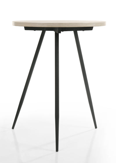 Neroli - 24" Contemporary Round Side Table With Black Metal Base - Oak White