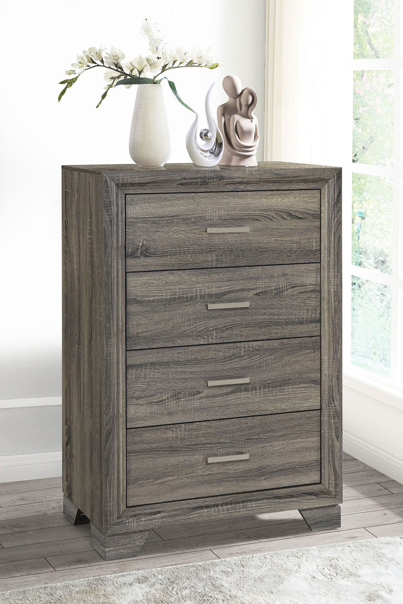 Wright - 4-Drawer Chest Of Drawers - Brown Oak