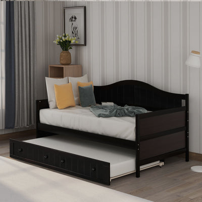 Wooden Daybed With Trundle Bed, Sofa Bed For Bedroom Living Room