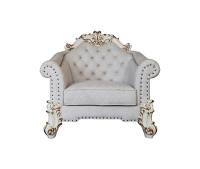 Vendom II - Chair - Two Tone Ivory Fabric & Antique Pearl Finish - Grand Furniture GA