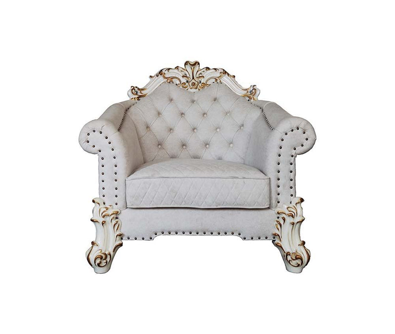 Vendom II - Chair - Two Tone Ivory Fabric & Antique Pearl Finish - Grand Furniture GA