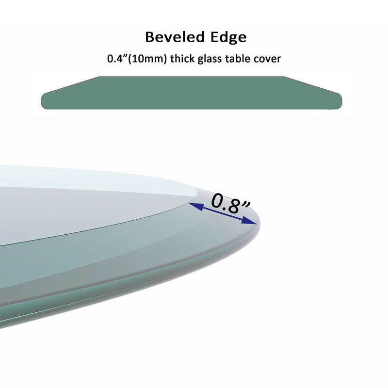 24" Round Tempered Glass Table Top Clear Glass Beveled Polished Edge