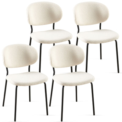 Boucle Dining Chairs, Dining Chairs With Metal Legs For Dining Room, Kitchen, Living Room